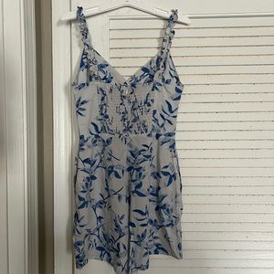Pink Lilly romper, size small, blue and white floral pattern